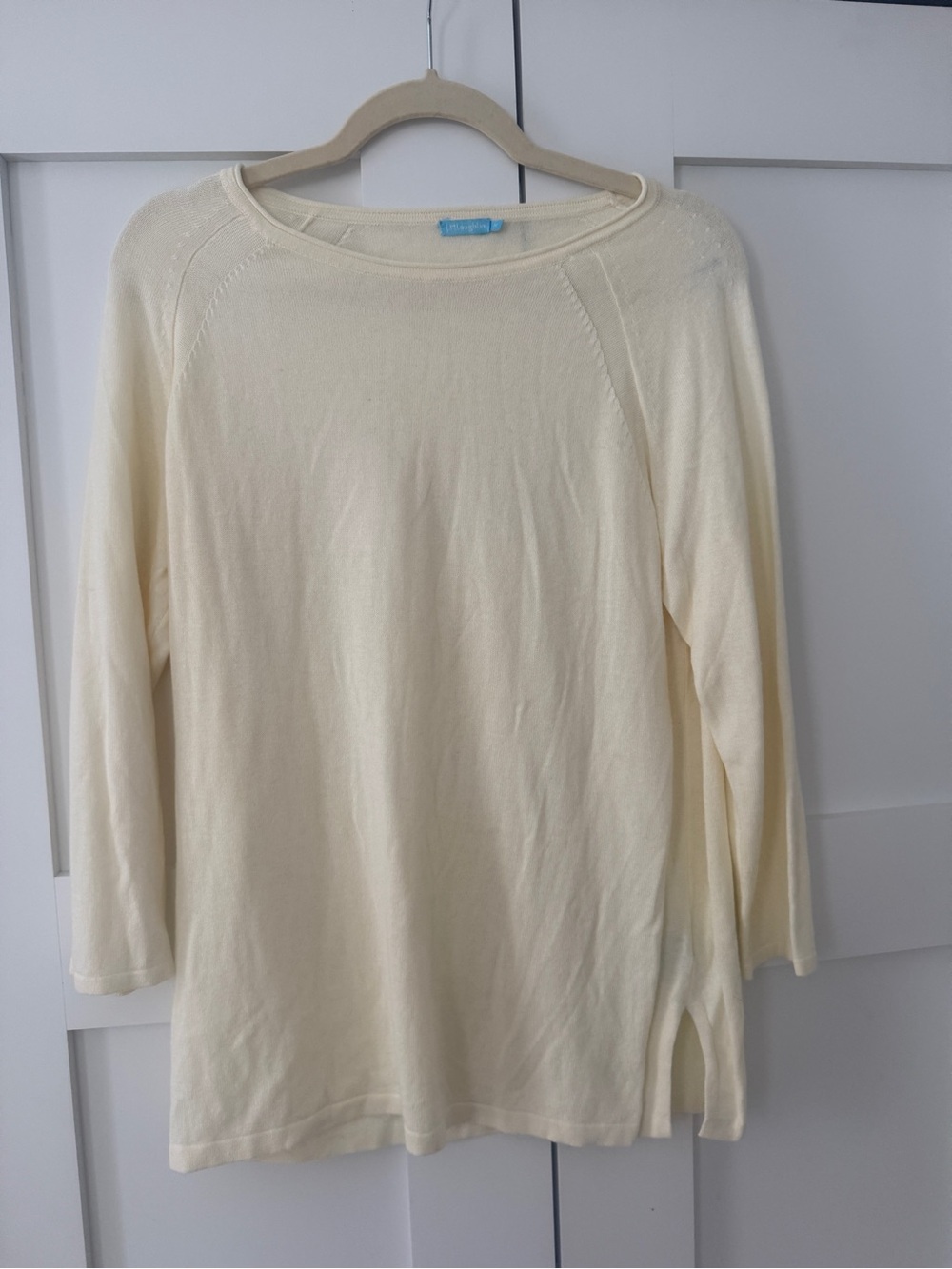 J. McLaughlin Cream Long-Sleeve Pullover Top